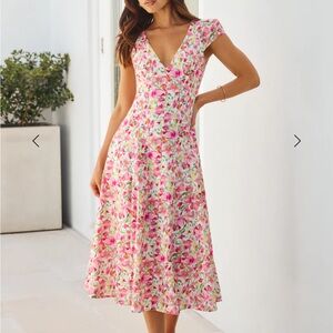 Luxury In The Sun Midi Dress Pink | Hello Molly